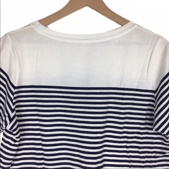 J CREW Factory T Shirt Top Short Sleeve Stripe Navy Classic Minimalist Medium - Picture 4 of 10
